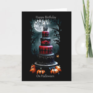 Black Cake Verjaardag op Halloween Kaart