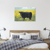 Black Calf in a Field of Sunflowers Canvas Afdruk (Insitu (Slaapkamer))