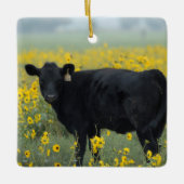 Black Calf in a Field of Sunflowers Keramisch Ornament (Voorkant)