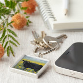 Black Calf in a Field of Sunflowers Sleutelhanger (Zijkant)