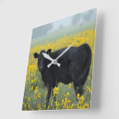 Black Calf in a Field of Sunflowers Vierkante Klok (Hoek)