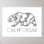 Black California Grizzly Bear Typography Art Print (Voorkant)