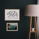 Black California Grizzly Bear Typography Art Print