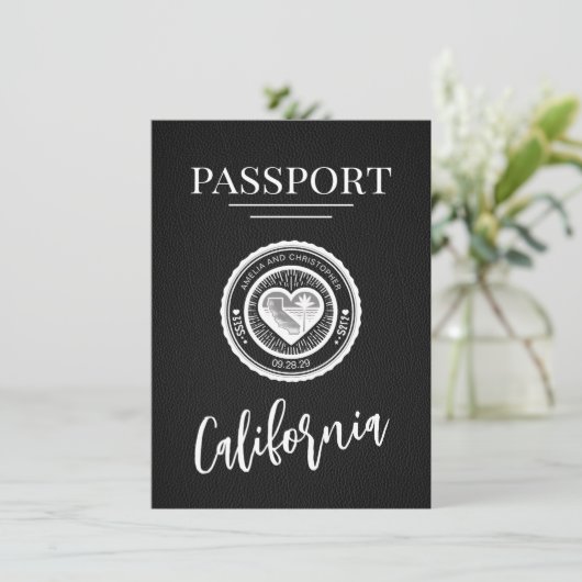 Black California Passport Bewaar de datum Save The Date (Staand voorkant)