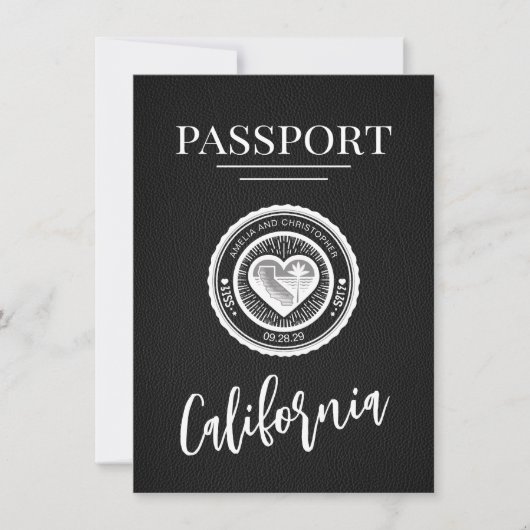 Black California Passport Bewaar de datum Save The Date (Voorkant)