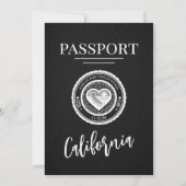 Black California Passport Wedding Kaart (Achterkant)