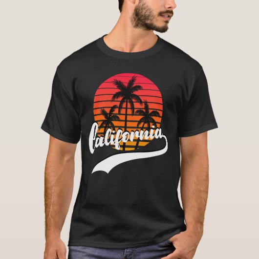 Black California Summer Retro Sunset Mannen T-Shir T-shirt (Voorkant)