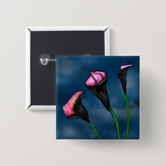 Black Calla Hot Pink Lilies Vierkante Button 5,1 Cm (Voorkant /achterkant)