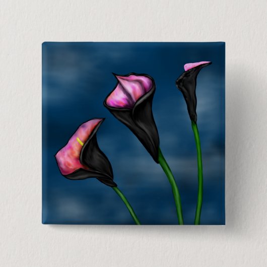 Black Calla Hot Pink Lilies Vierkante Button 5,1 Cm (Voorkant)