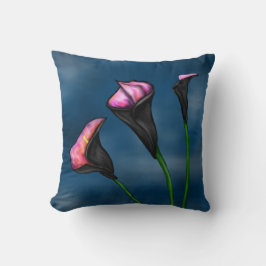 Black Calla Lilies Pink Center Kussen