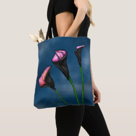 Black Calla Lilies Pink Center Tote Bag