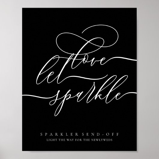Black Calligraphy Love laat Sparkle Poster (Voorkant)