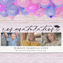 Black Calligraphy Photo Afstuderen Gefeliciteerd Spandoek