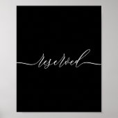 Black Calligraphy Reserved Poster (Voorkant)