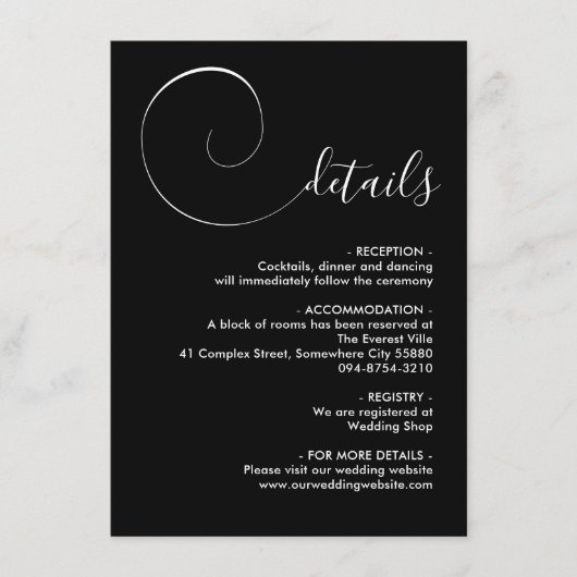 Black Calligraphy Script Enclosure Kaart (Voorkant)