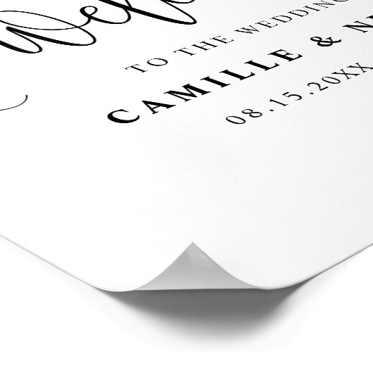 Black  Calligraphy Script Weduwwelkomstwoord Poster (Hoek)