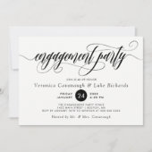 Black Calligraphy Swirls Engagement Party Kaart (Voorkant)