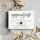 Black Calligraphy Swirls Engagement Party Kaart