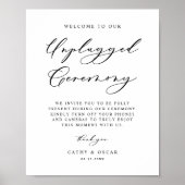 Black Calligraphy Unplugged Wedding Ceremony Poster (Voorkant)