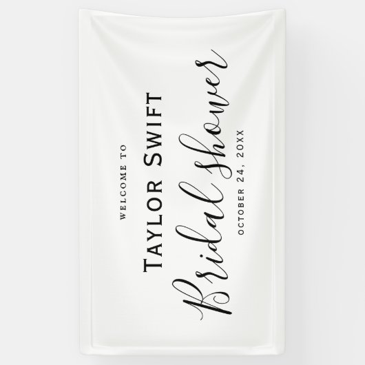 Black Calligraphy Vrijgezellenfeest Banner (Verticaal)