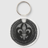 Black Cameo Fleur de lis Sleutelhanger (Voorkant)
