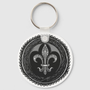 Black Cameo Fleur de lis Sleutelhanger