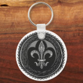 Black Cameo Fleur de lis Sleutelhanger (Voorkant)