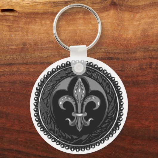 Black Cameo Fleur de lis Sleutelhanger (Voorkant)