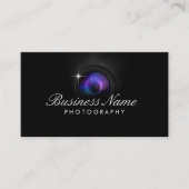 Black Camera Lens Fotografie Studio Visitekaartje (Voorkant)