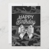 Black Camo & Bow Happy Birthday Day Kaart (Voorkant)