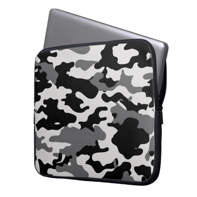 BLACK CAMO - Electronics Bag Laptop Sleeve (Voorkant Links)