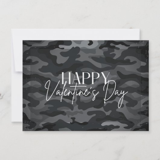 Black Camo Happy Valentijnsdag Kaart (Voorkant)