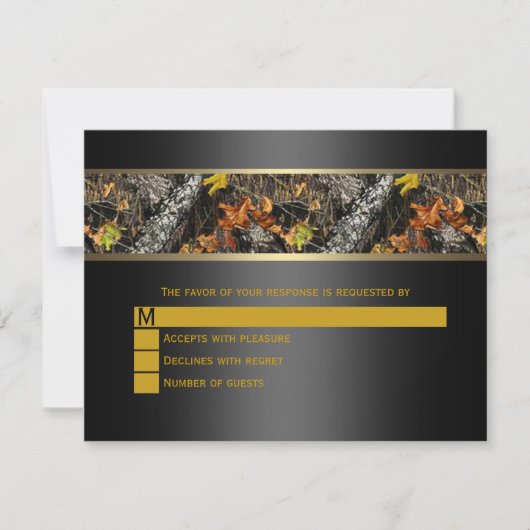 Black Camo Wedding RSVP Kaartje (Voorkant)