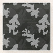 Black Camouflage Pattern Glazen Onderzetter (Voorkant)