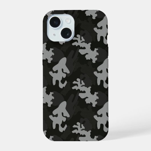 Black Camouflage Pattern iPhone 15 Case (Achterkant)