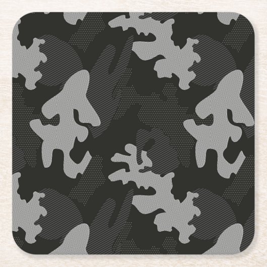 Black Camouflage Pattern Kartonnen Onderzetters (Voorkant)