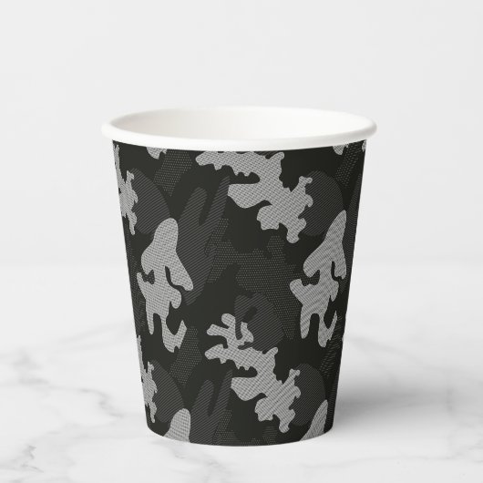 Black Camouflage Pattern Papieren Bekers (Voorkant)