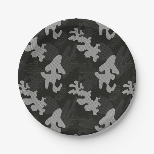 Black Camouflage Pattern Papieren Bordje (Voorkant)