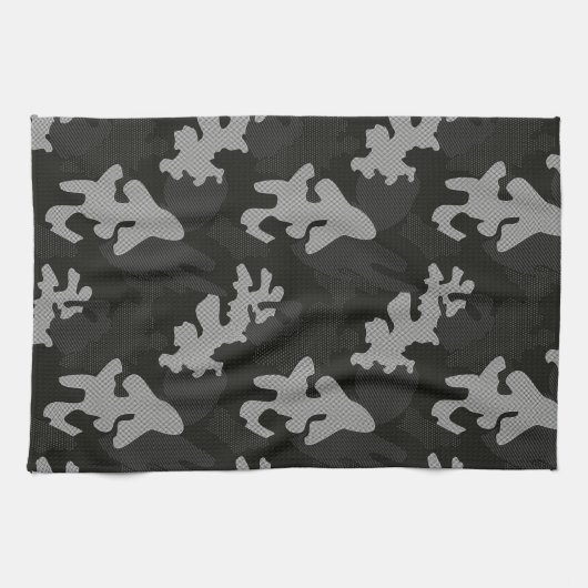 Black Camouflage Pattern Theedoek (Horizontaal)