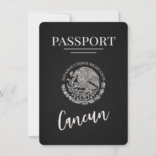 Black Cancun Passport Bewaar de datum Save The Date (Achterkant)