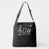 BLACK Canvas tas met haar naam en Treble Clef (Achterkant)