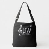BLACK Canvas tas met haar naam en Treble Clef (Voorkant)