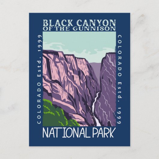 Black Canyon van de Gunnison National Park Retro Briefkaart (Voorkant)