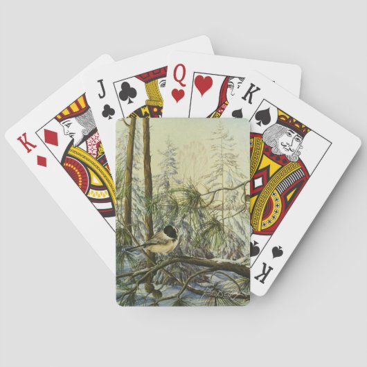 Black-capped Chickadee beroemd gemaakt door Charli Pokerkaarten (Achterkant)