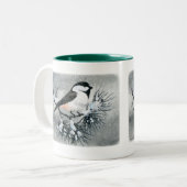 Black Capped Chickadee Bird both Sides Tweekleurige Koffiemok (Voorkant links)
