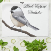 Black Capped Chickadee Birds Kitchen Towel Theedoek (Gevouwen)