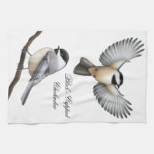 Black Capped Chickadee Birds Kitchen Towel Theedoek (Horizontaal)