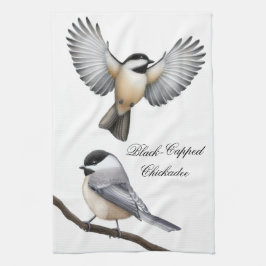 Black Capped Chickadee Birds Kitchen Towel Theedoek