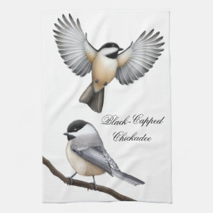 Black Capped Chickadee Birds Kitchen Towel Theedoek