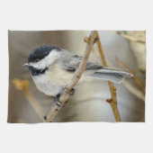 Black Capped Chickadee Kitchen Towel Theedoek (Horizontaal)
